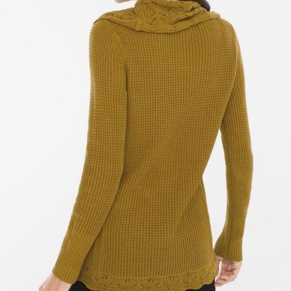 Chico's Cozy Textured Cowl Sweater Martini Olive 0 - Picture 2 of 12